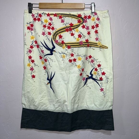 Free People drawstring cotton skirt Japanese Print - Picture 1 of 9
